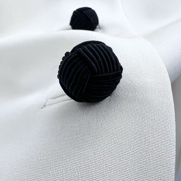 Vintage Custom Cream Chinese Knot Buttons Jacket & Pants Suit Set Womens Large - Picture 7 of 7